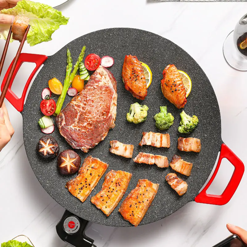 Korean-style Round BBQ Plate Pork Belly Medical Stone Outdoor Camping Barbecue Plate 5