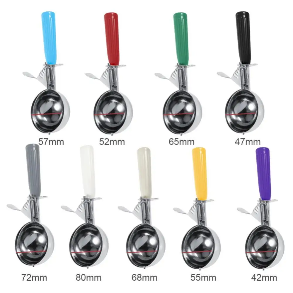 4.2-8cm Stainless Steel Ice Cream Ball Scoop Fruit Mash Spoon Digger With Plastic Handle Watermelon Fruit Gadgets Kitchen Tool