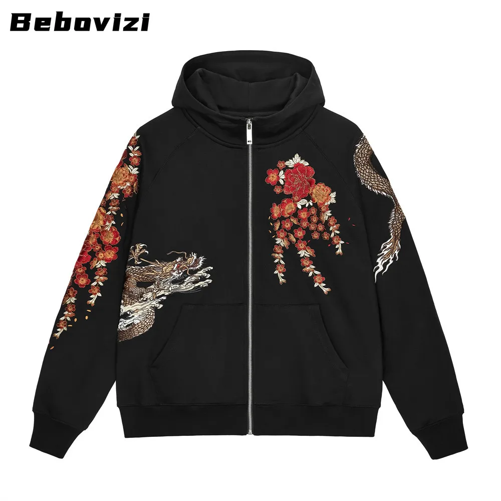 [GRAVER]★BLACK ODD FLOWER EMBROIDERY HOODIE Flower Hoodie, Flower Garden Hoodie, Wildflower Hoodie