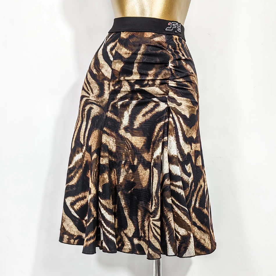Dance Dress Dance Skirt Women Leopard and Black Two Side Wear Latin Ballroom Tango Chacha Belly Dancing
