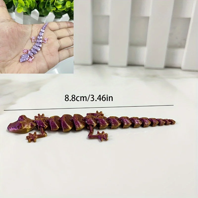 3D Printed Mini Lizard Figurines Animal Toys Creative Joints Movable Kids Gift Home Scene Decoration Simulation,Random Colors