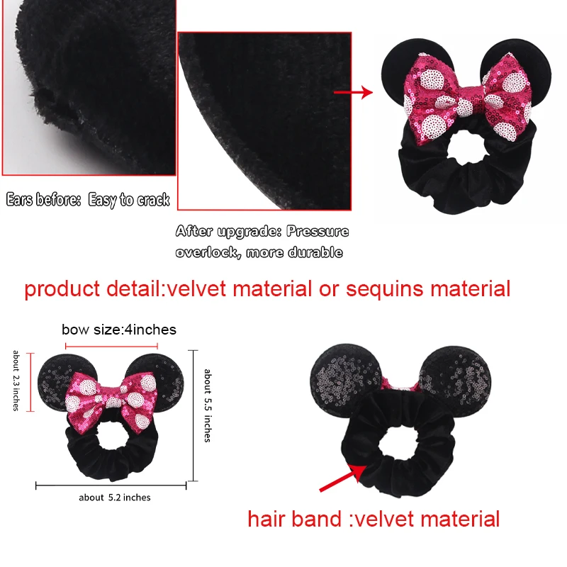 1 Stück Maus-Oren-Fluweel-Haargummi für Mädchen, Seil-Pferdeschwanzhalter, Weihnachts-Stirnband, Festival-Elastik-Haarband, DIY-Haaraccessoires – Detail 5