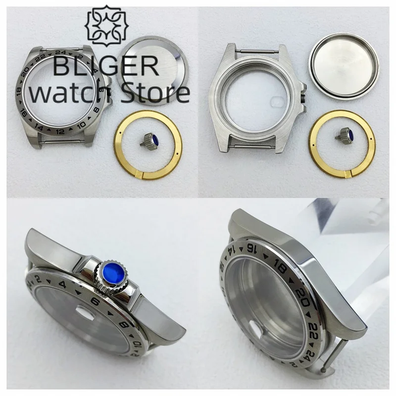 BLIGER 43mm Explorer 2 Case Solid Bezel Sapphire Glass Fit ETA2836