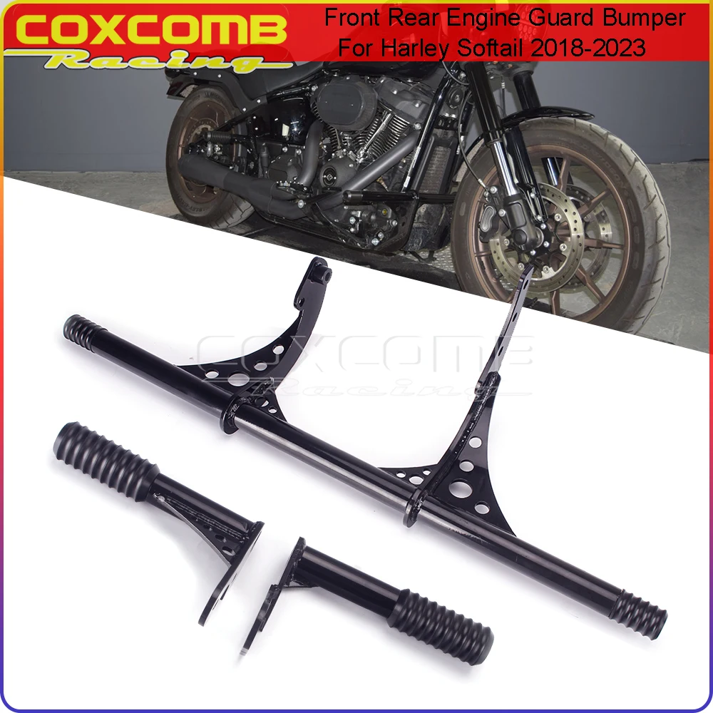 

Черный бампер-слайдер для Harley Softail Street Bob Low Rider S Fat Bob 114 117 FXFB FXBB FXLR FXST