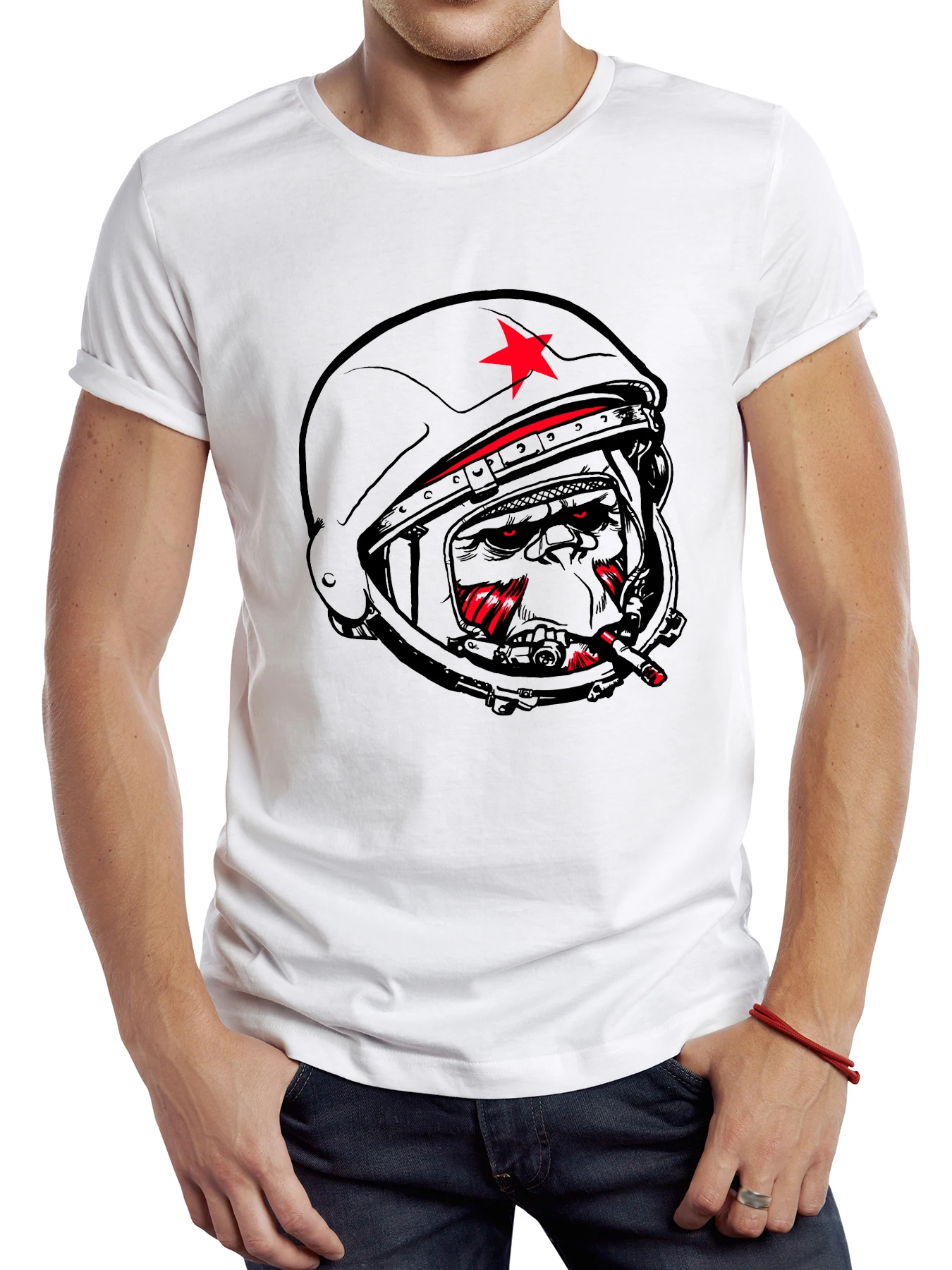Teehub Affe Kosmonaut lustig gedruckt T-Shirt Grafik lässig Mann T-Shirt Streetwear Hipster Hip Hop lose Frauen T-Shirts