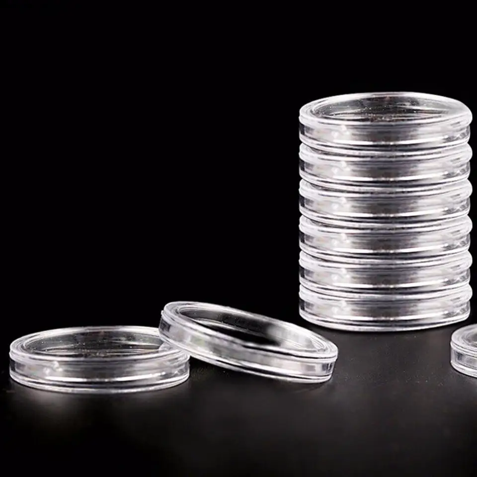 10 Tubi Portamonete In Plastica Trasparente Con 20 Cuscini In Spugna - Altezza 11 Cm, Diametro 3 Cm - Per Conservare Monete, Bottoni, Piccoli Oggetti