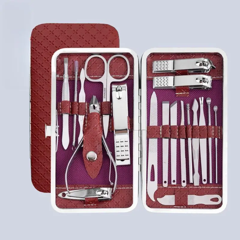 Nail Clipper Set 19pcs Stainless Steel Nail Scissor Set Full Set Household Cuticle Nipper Manicure Tools