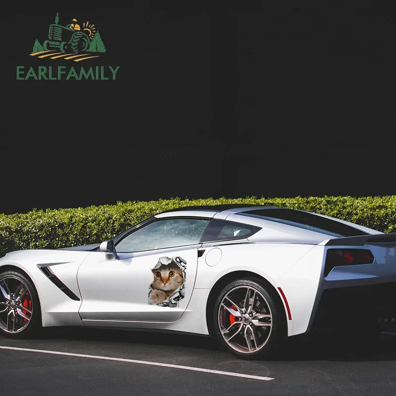 

EARLFAMILY 43cm x 32.1cm Funny Car Stickers for Cute Cat Vinyl Decals Personality Decoration Car Assessoires Waterproof