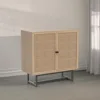 Kova Accent Sideboard Storage Cabinet in Light Wood and Rattan with Metal Frame, Adjustable Shelves and Cane Doors, for Hallway 6