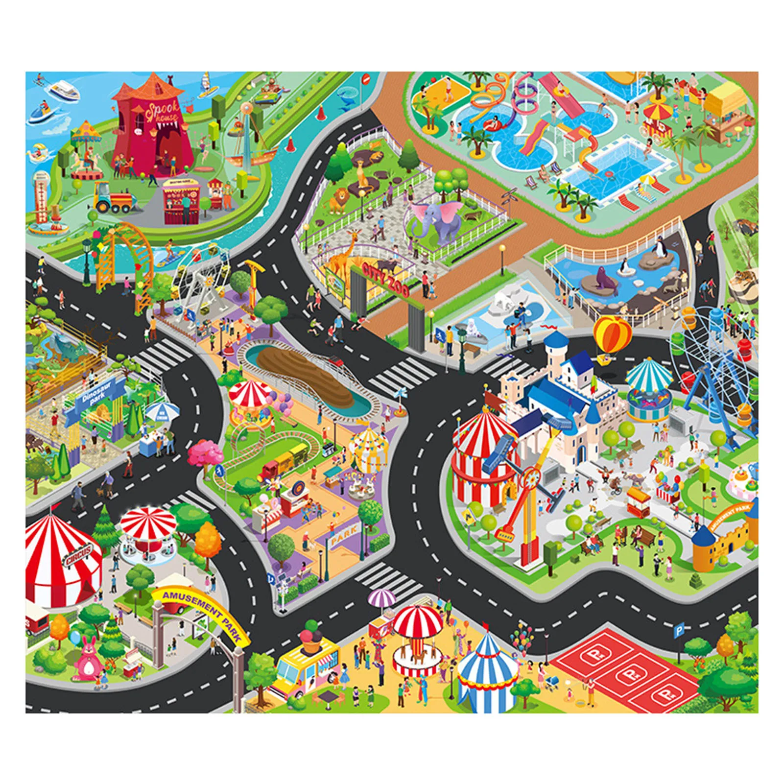 

Traffic Car Map Road Mat Multifunctional Thickened Non-Woven Crawling Pad for Toddlers Christmas Birthday Gifts