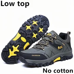 Men's Waterproof Leather Winter Hiking Boots - Super Warm Outdoor Snow Sneakers - 45 (Army Green-01)
