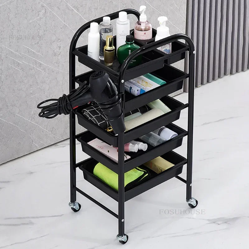 Commercial Durable Salon Trolley Hair Salon Household Furniture Trolley Retro Barber Shop Tool Cart Multi-layer Storage Shelf L
