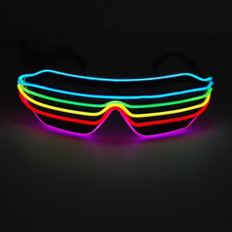New Cool 6 Colors EL Shutter Shape Glasses Wire Neon LED Sunglasses Glowing Night Party Decorations Christmas Festival Gift |