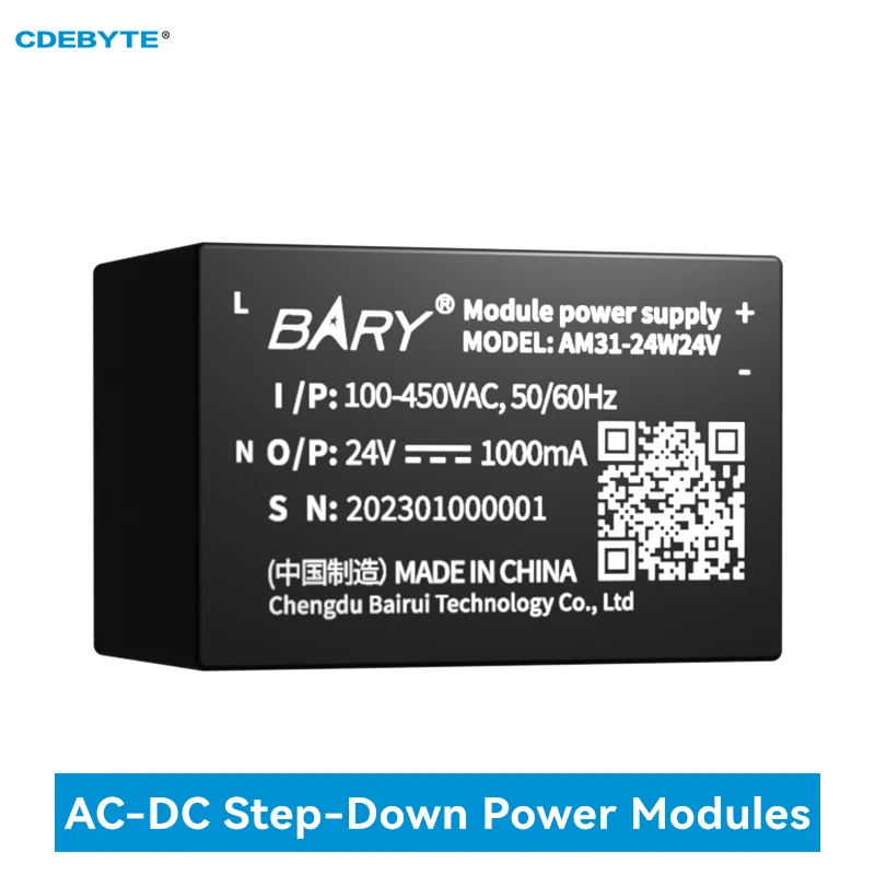 

AC-DC понижающий блок питания CDEBYTE AM31-24W2, 4 в, вход 85-450 в, выход 24 В, 1000 мА, сверхнизкая мощность, низкая пульсация