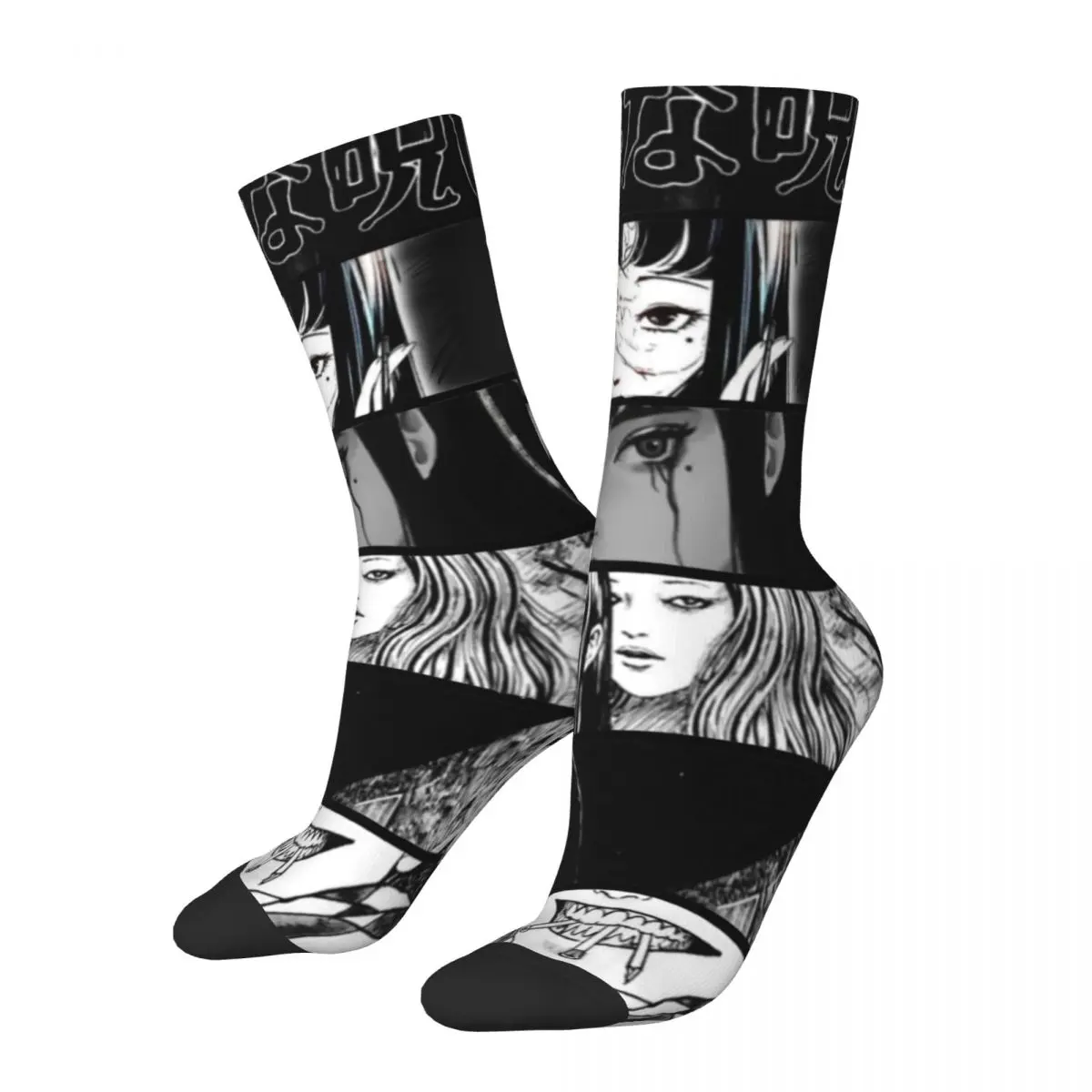 

Happy Funny Male Men Socks Casual Junji Ito Sock Scary Japan Ghost Sport Women's Socks Spring Summer Autumn Winter