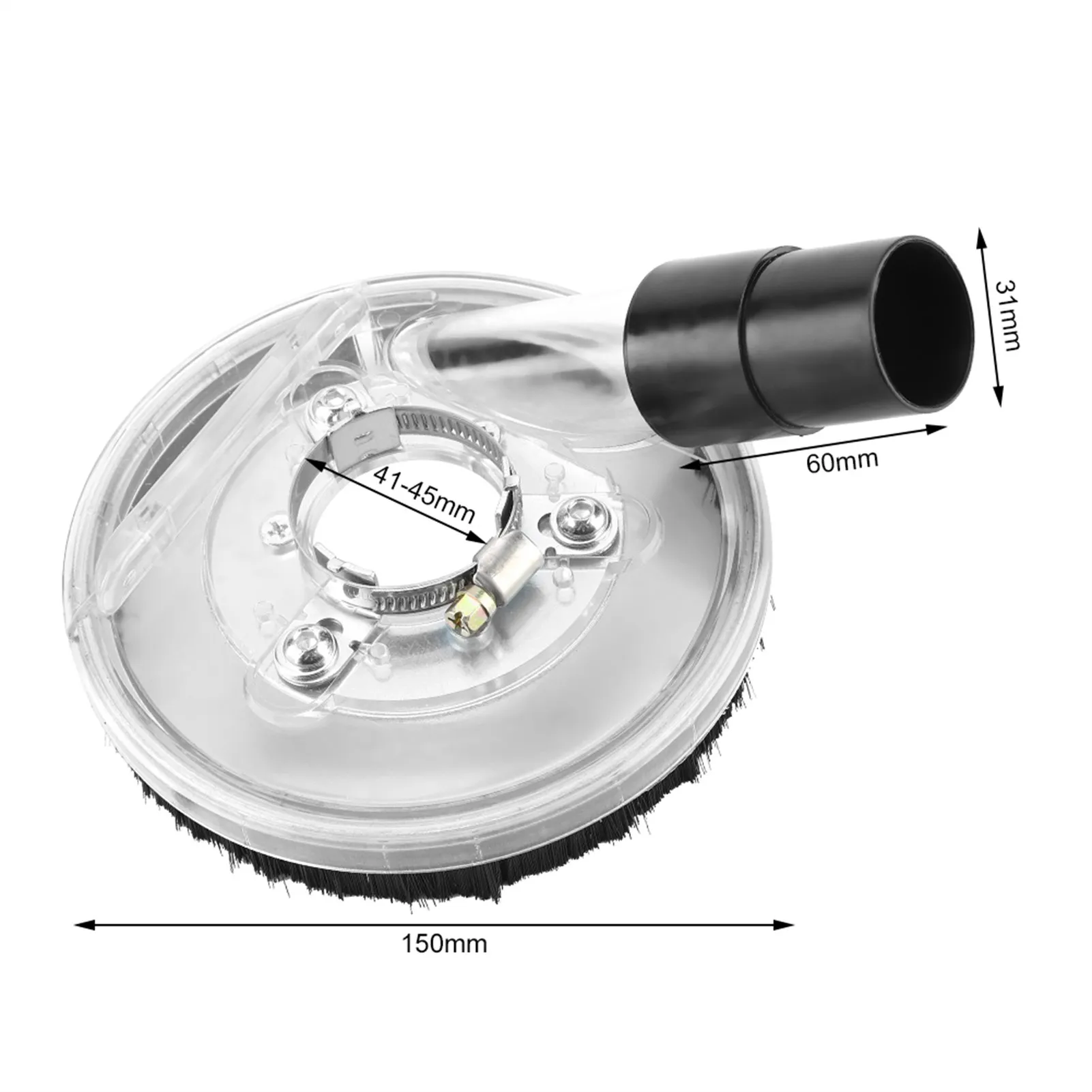 Universal Clear Vacuum Dust Shroud for Handheld Angle Grinders (80-125mm)