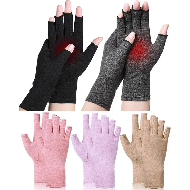 1Pair Women Compression Arthritis Fingerless Gloves for Carpal Tunnel Tendonitis Hand Pain Typing Anti-Slip Cycling Gloves