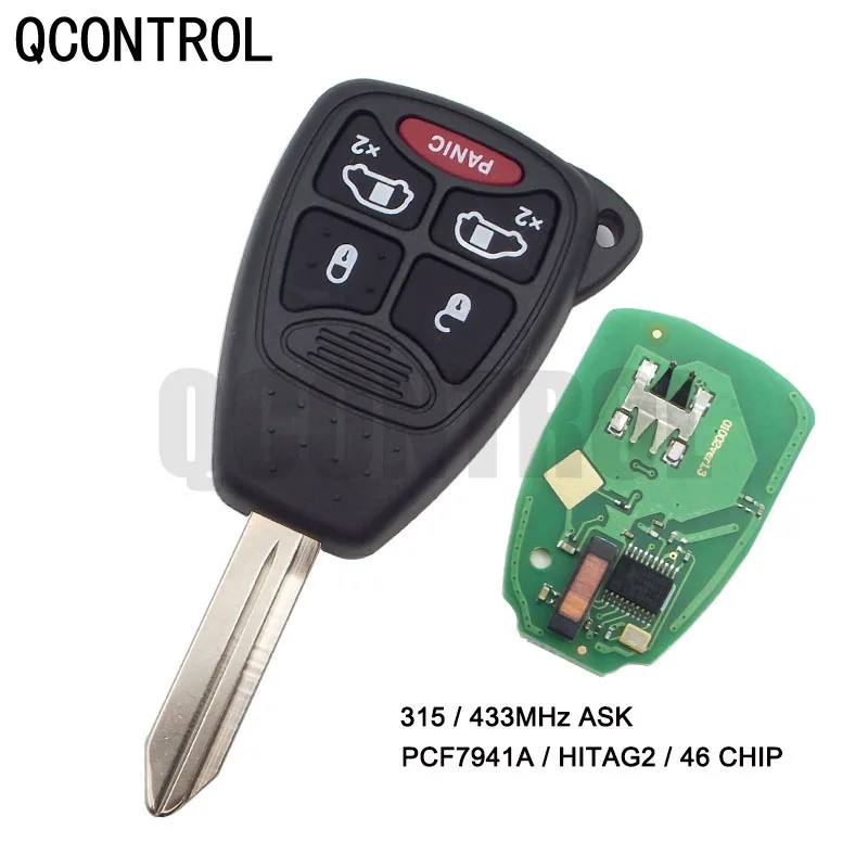 QCONTROL  433MHz Car Key Vehicle Remote for Chrysler Town & Country Aspen 200 300 PT Cruiser Sebring Pacifica ID46 Chip