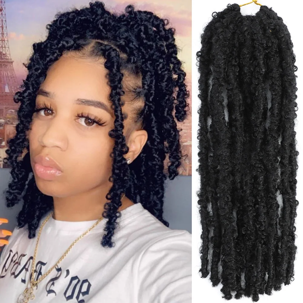 New Styles Boho Faux Locs Crochet Hair Pre-twisted Butterfly Locks Crochets Braiding Hair Short Soft Dreadlocks Hair Extensions 6