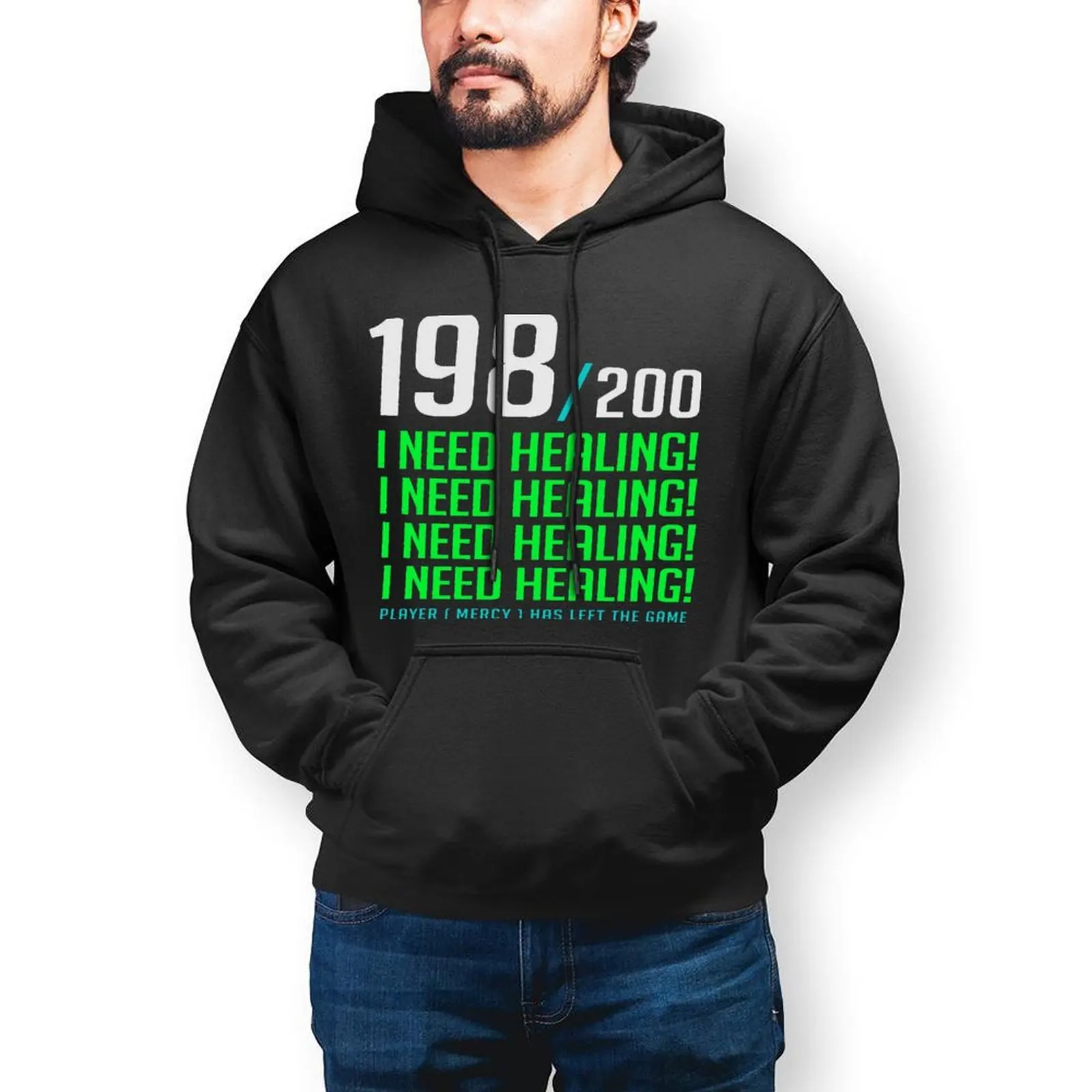 

Genji Casual Hoodies I NEED HEALING Player Has Left Cotton Hooded Shirt Winter Long Sleeve Streetwear Oversized Pullover Hoodie