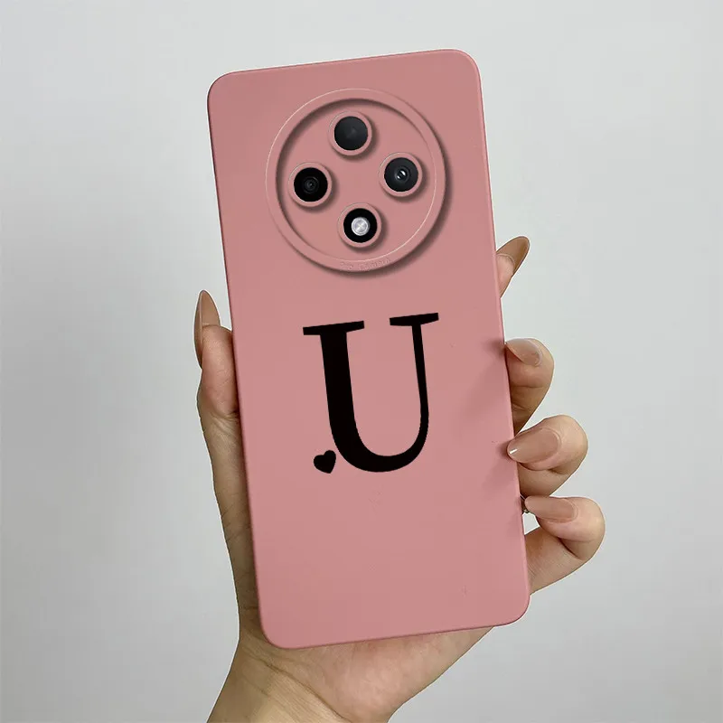 Cute Initial Letters Square Silicone Matte Shockproof Back Cover
