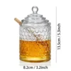 Clear Crystal Honey Pot with Dipper and Lid,Glass Honey Jar with Dispenser, Glass Honey and Syrup Container for Home Kitchen 2