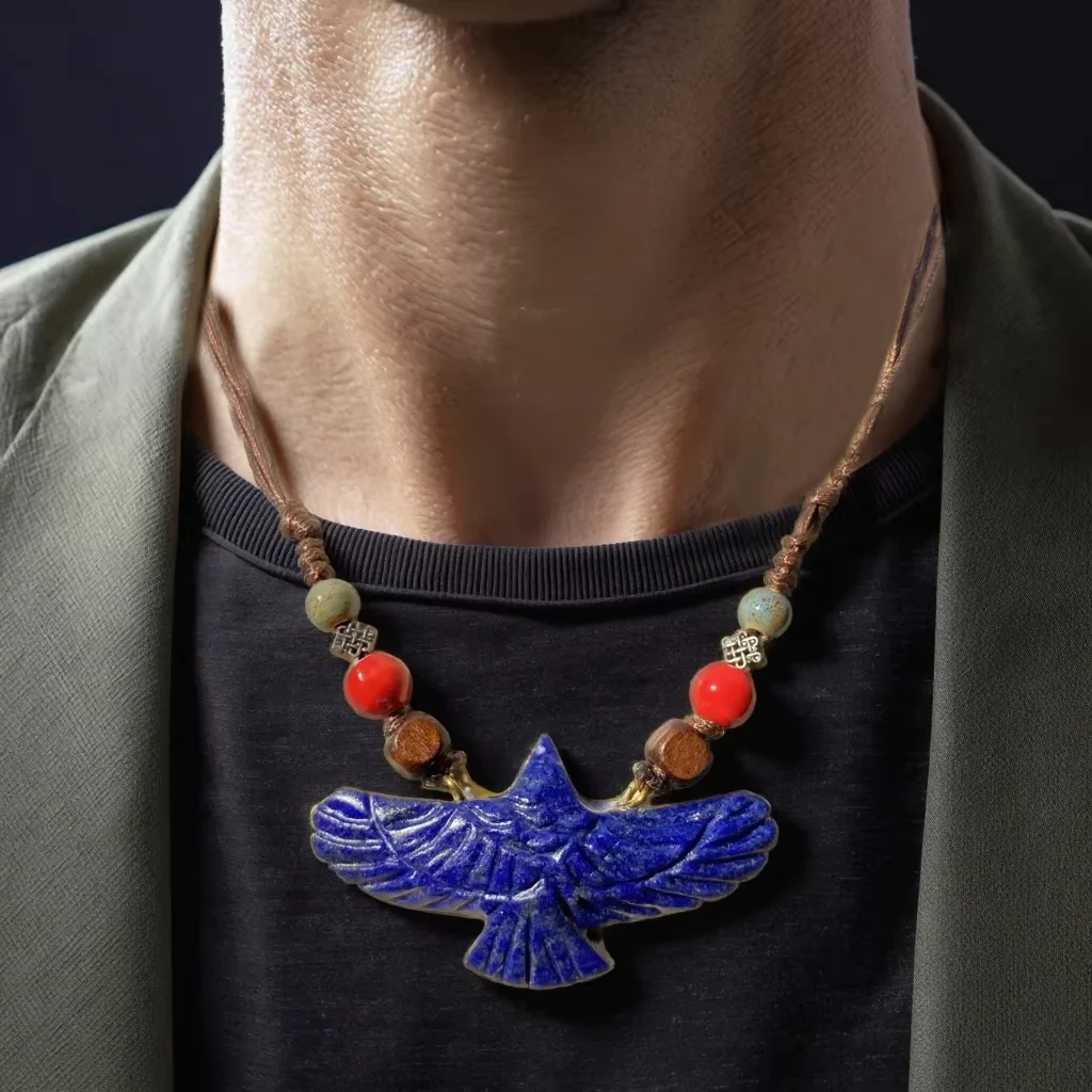 Collier En Argent 925 Avec Pierre Naturelle De Lapis-lazuli - Fait Main - Longueur 18 Pouces