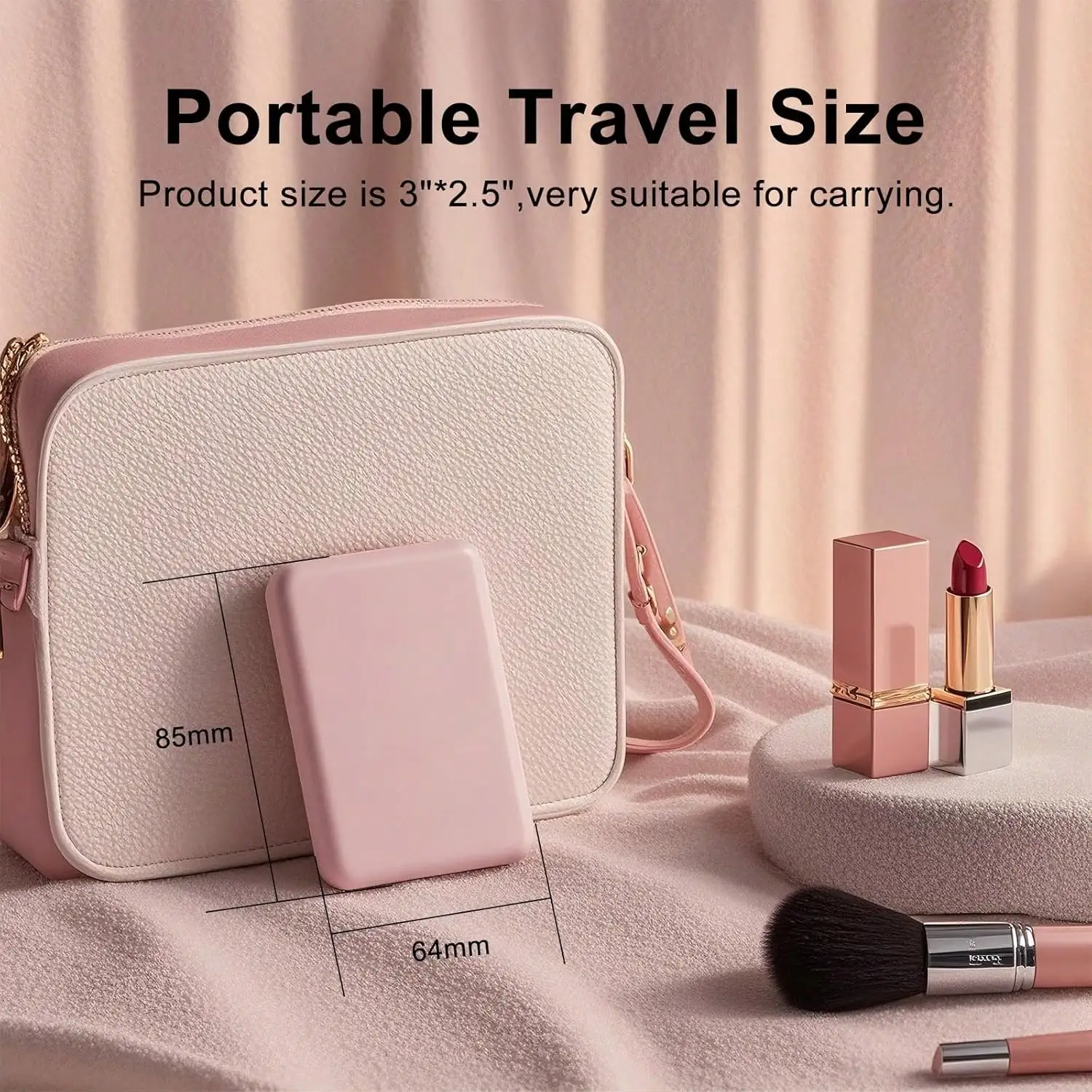 3X Magnification LED Makeup Mirror - Portable Dual-Sided Travel Mirror with Light, Compact for Purse/Pocket,Gift for Women&Girls