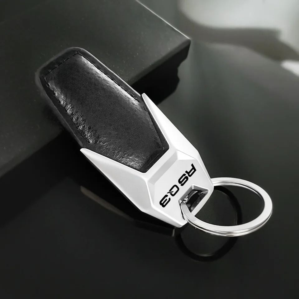 Portachiavi Audi RS In Pelle E Metallo - Design Elegante Con Cuciture Rosse, Regalo Auto - Foto 8