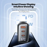 Toocki 67W GaN Зарядное устройство с цифровым дисплеем Quick Charge 4.0 3.0 Fast Type C USB Зарядное устройство для ноутбука iPhone Samsung Xiaomi Realme POCO — изображение 3