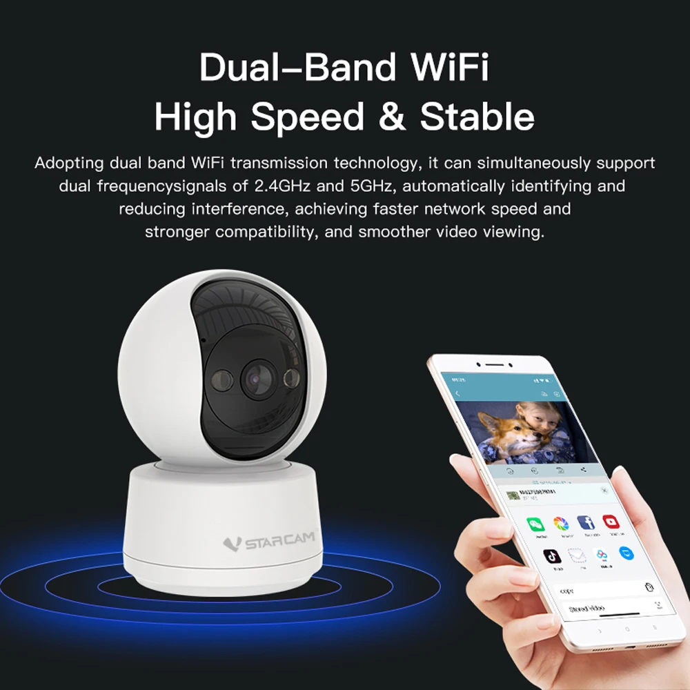 Vstarcam 5MP IP Camera 2.4G/5G WiFi Baby Monitor Security Protection Indoor Video Surveillance Auto Tracking Smart Home Pet Cam 5