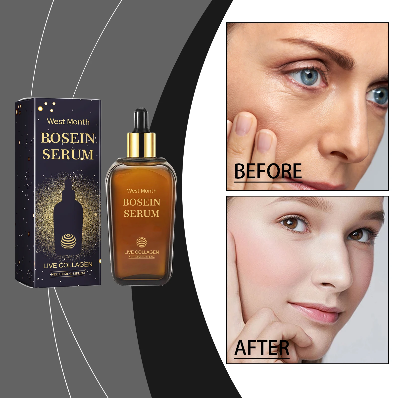 Bosein Serum Anti-aging Face Wrinkle Removal Replenishing Collagen Increasing Skin Elasticity Brightening Skin Tone Moisturizing 3