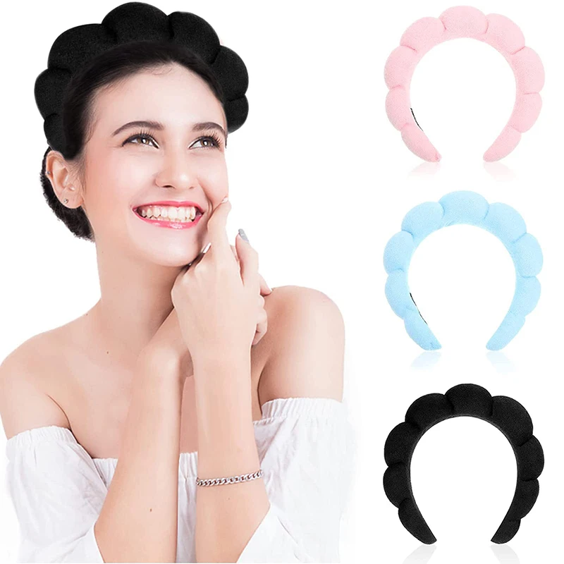 

Sponge Headband Puffy Hair Band Makeup Bubble Retro Washing Face Hair Hoop Accessories Spa Fashion Headwear Gift for Women Girls