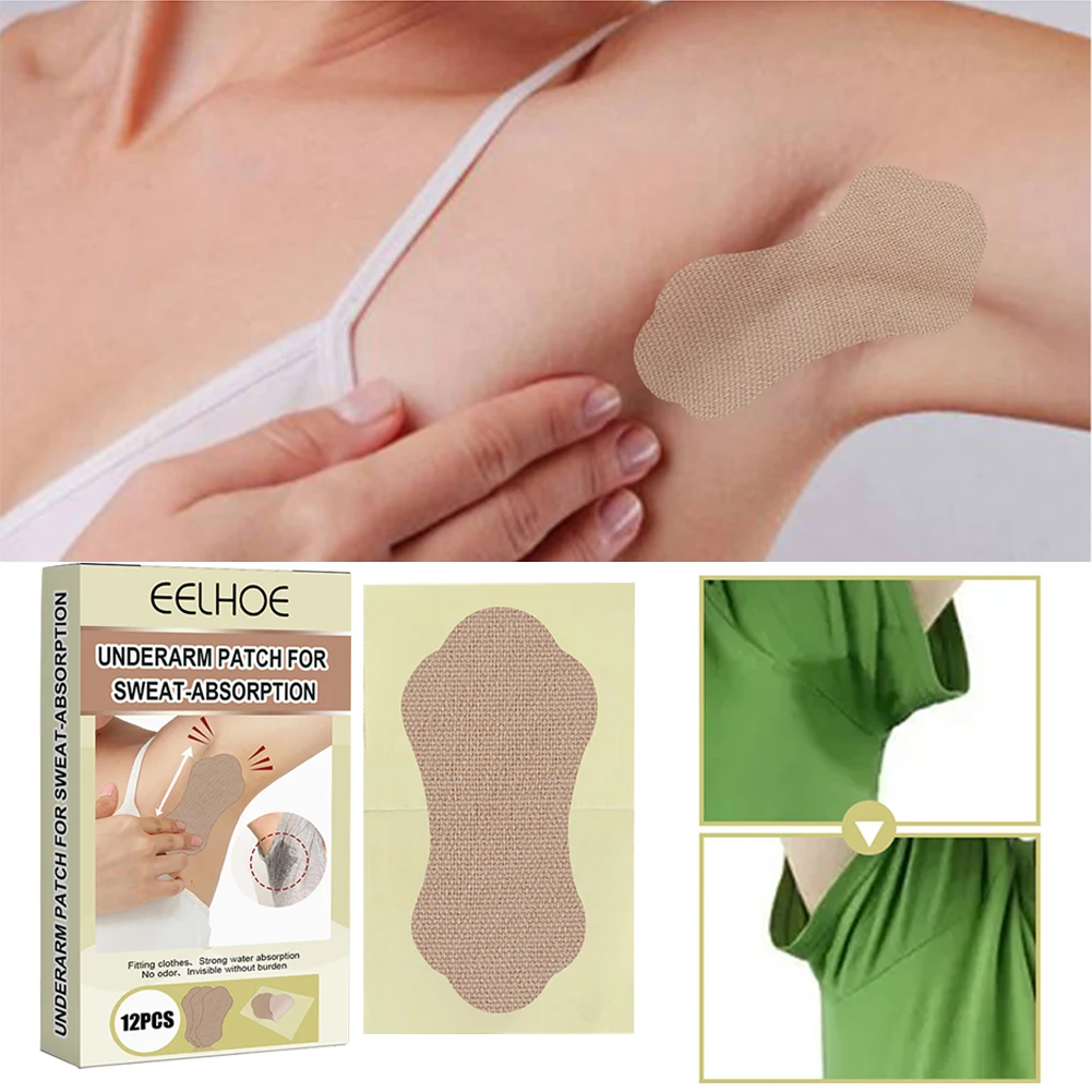 12pcs Underarm Absorb Patch Armpits Sweat Sticker Absorbing Sweat For Women Men Strong Anti Perspiration