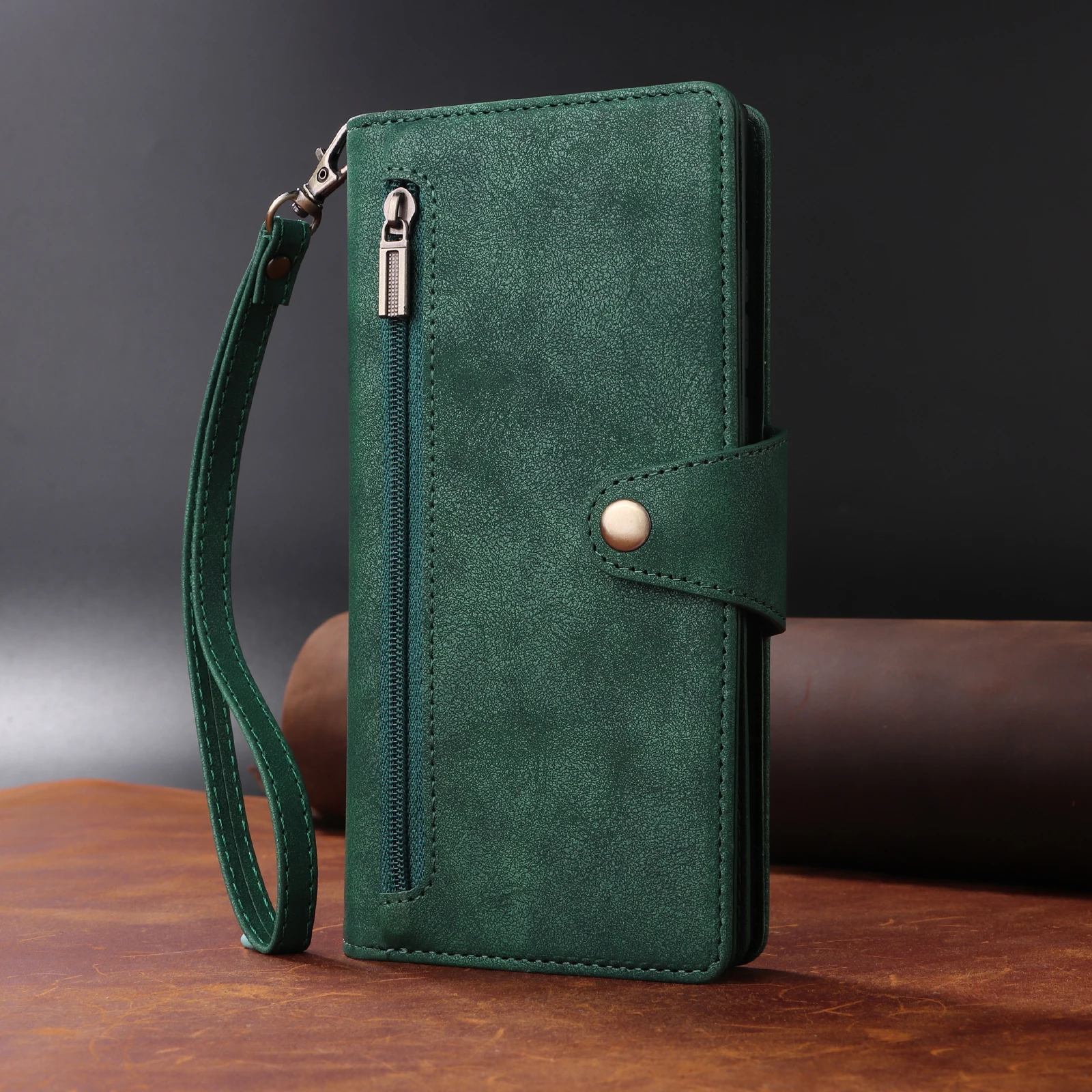 Leather Wallet Case with Multi-Card Slots and Kickstand