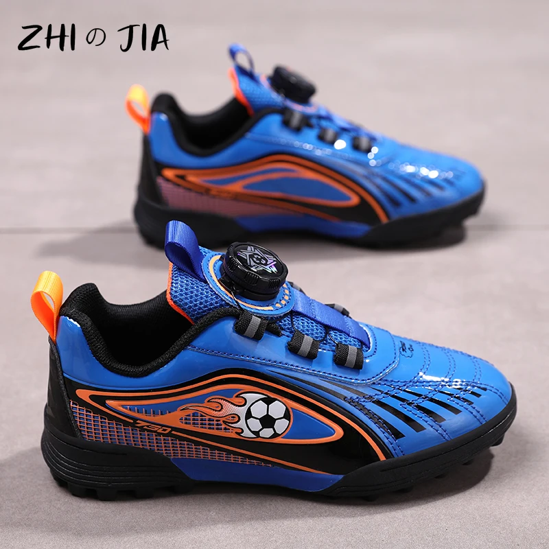 Children's Rotary Buckle Sneaker Boys Girls Professional Training Football Shoes Anti Slip Lightweight Fashion Football Footwear
