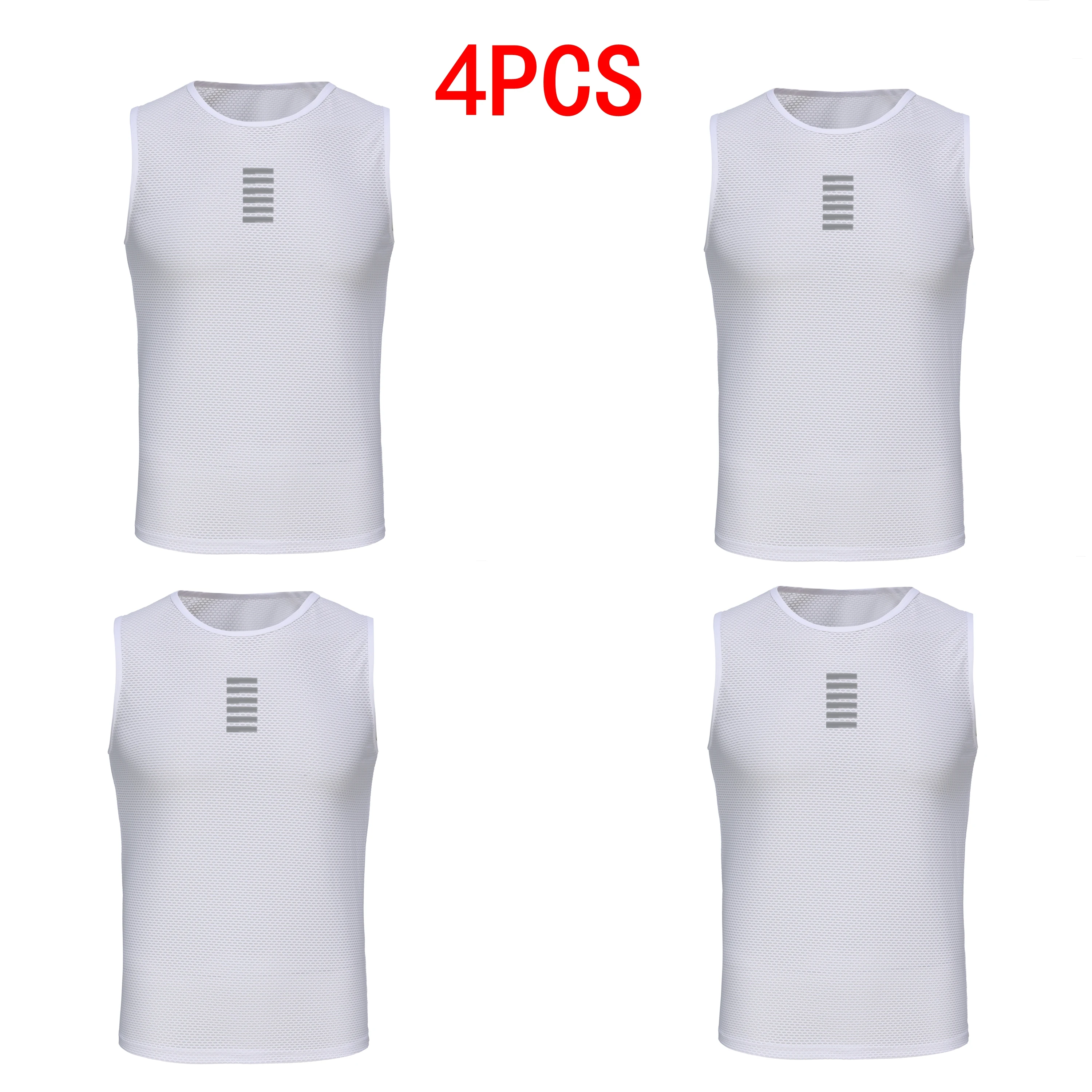 RSANTCE Cycling Base Layer 4 PCS, Sleeveless MTB Bike Sports Shirt Underwear Racing Bicycle Jersey Undershirt