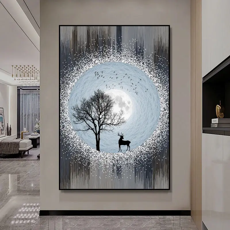 

Home Hotel Corridor Aisle Elk Decor Painting By Canvas Living Room Decoration Accessorie Wall Art Print Poster Picture Frameless