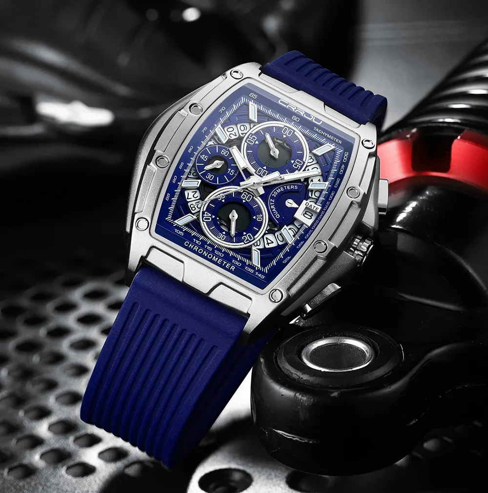 Top Brand Men's Watches Luxury Square Quartz Wristwatch Waterproof Luminous Chro