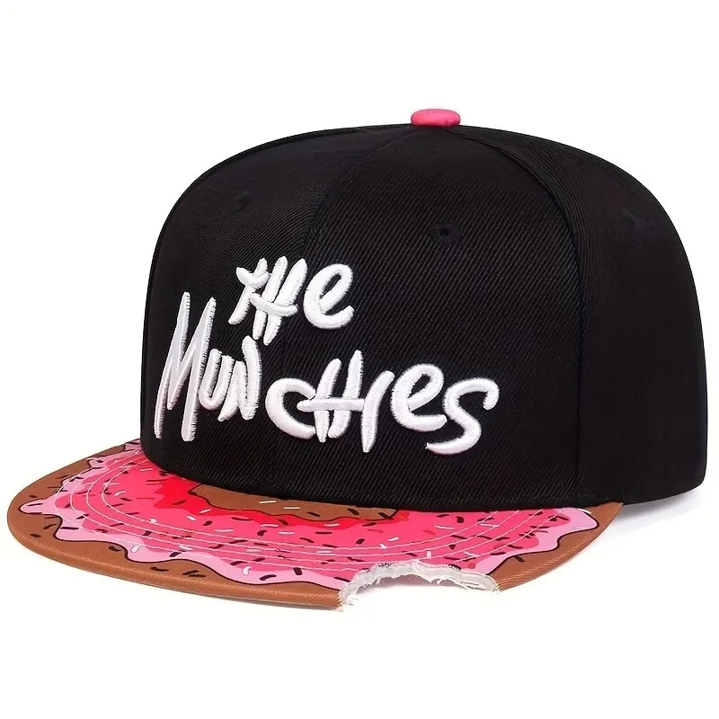 Men's Notched Doughnut Flat Top Baseball Hat Women's Hip Hop Embroidered Flat Brim