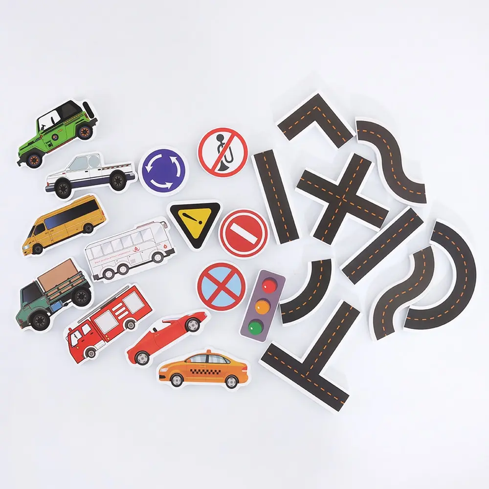23 Pieces Bath Water Toy Sticky Wall City Traffic Car Road Rail Puzzle Vinyl 0-3Y 3-6Y 6-12Y 12+y 14+Y Bath Features 4