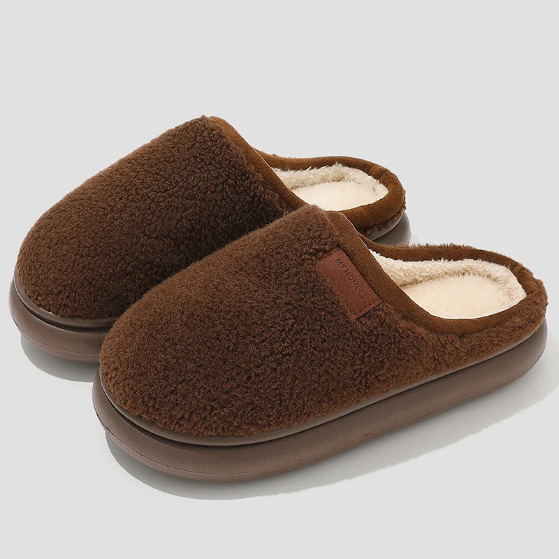 Indoor Thick Bottom Plush Slippers for Women Anti Slip Cotton Padded Home Slides Woman Soft Sole Warm Cotton Padded Shoes 45