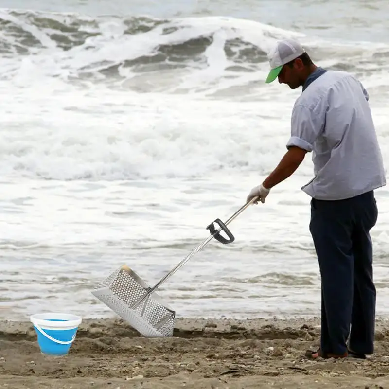 Sand Sifter Beach Sand Shifting Shovel Scoop Stainless Steel Beach Sifter, Scoop Rake, Shark Tooth Sifter Shovel