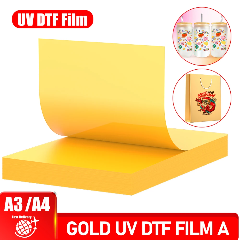 A4 A3 UV DTF A Film Gold Film For UV DTF Transfer Stickers Gold Sticker for Flatbed Printer Stickers A4 A3 Sheets dtf transfer film