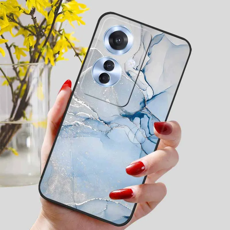 Black Marble Print Silicone Phone Cover - Fashionable Protective Shell and Soft TPU Case