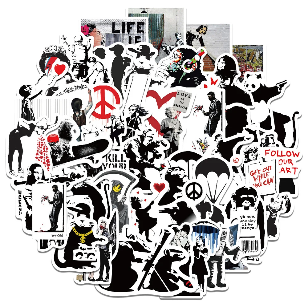 67pcs Banksy Stickers Street Artist Banksy Graffiti Art Painting Stickers  Waterproof DIY Mobile Phone Shell Computer Decoration