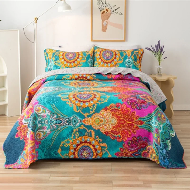 Desconocido Trueno delincuencia Bohemian Cotton Quilted Bedspread On The Bed Washable Duvet Linen Blanket  Cubrecam Bed Cover Colcha Summer Quilt Bedding Set 3pc - Quilt - AliExpress