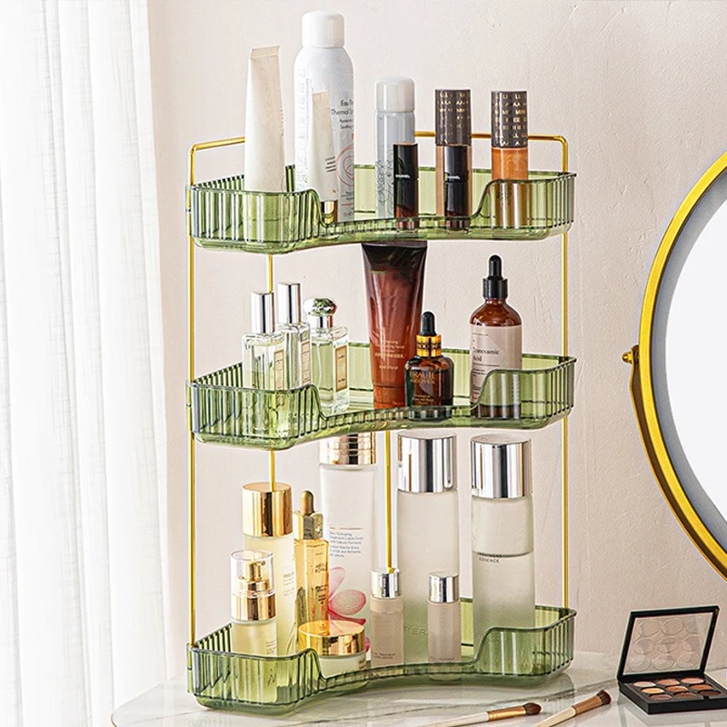 1 cosmetic storage rack, multifunctional 90 ° corner storage rack, high-quality transparent PET material counter dressing table 3