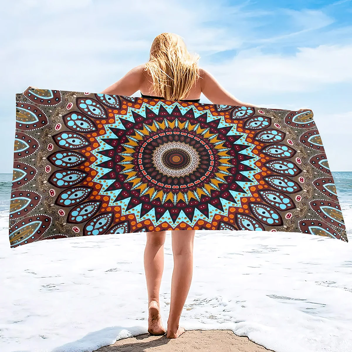 Boho-Mandala-Mikrofaser-Strandtuch, Übergröße, extra groß, schnell trocknend, schnell trocknend, sandfrei, Pool-Handtuch, Lounge-Abdeckung – Detail 18