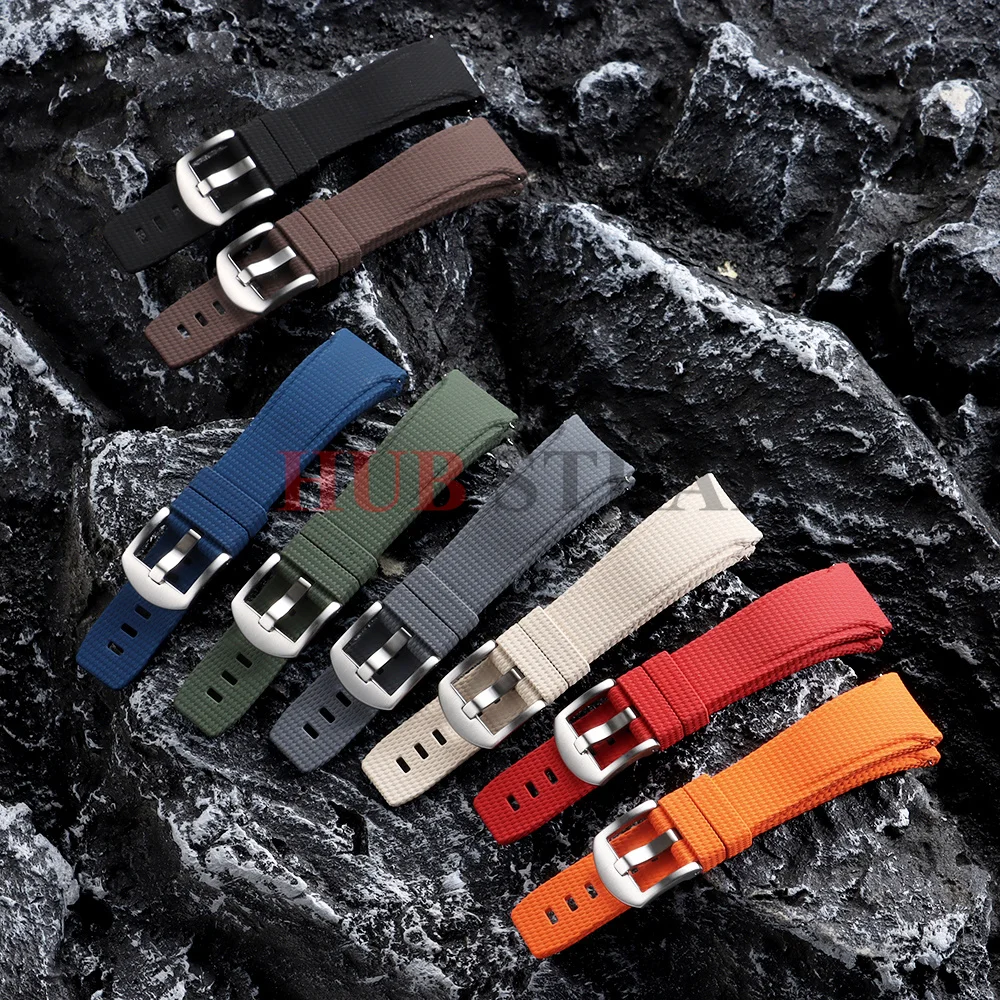 Enhanced FKM Rubber Quick Release Curved End Watch Strap - 20mm, 21mm, 22mm